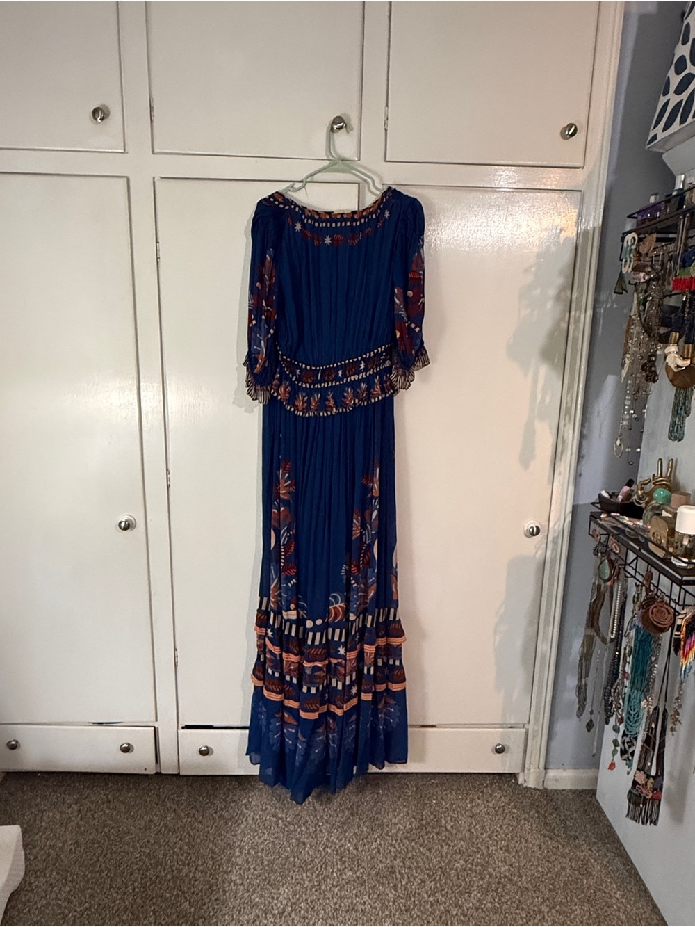 Farm Rio, medium Boho V-Neck Floral Maxi Dress in Navy - Picture 7 of 9